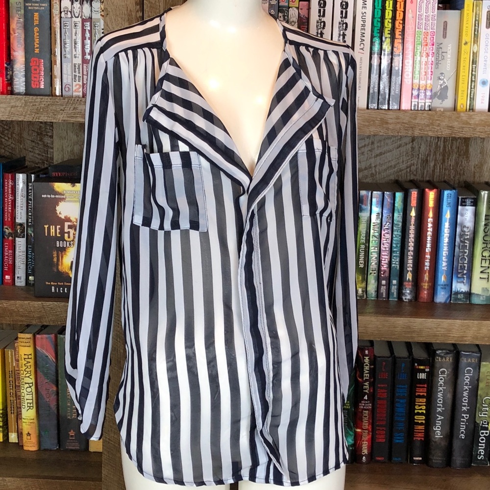Pronto Black & White Striped Top
